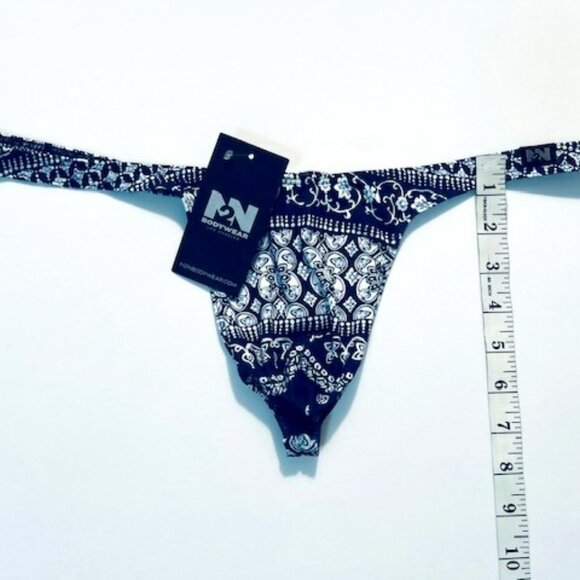 N2N Bodywear Size “XL” Provence T-Back Thong - Navy/White Batik Design - Picture 4 of 14